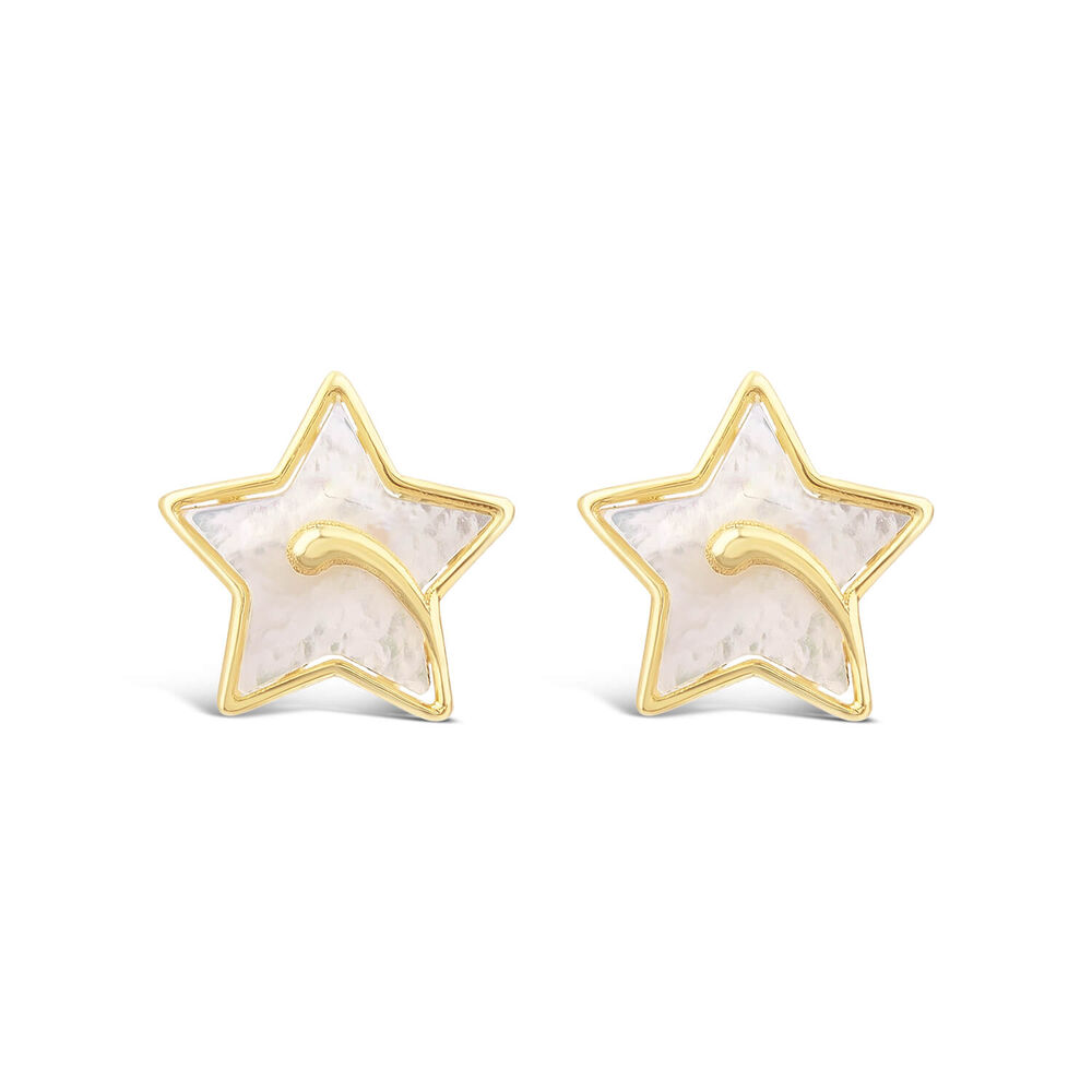 9ct Yellow Gold Mother of Pearl Star Stud Earrings